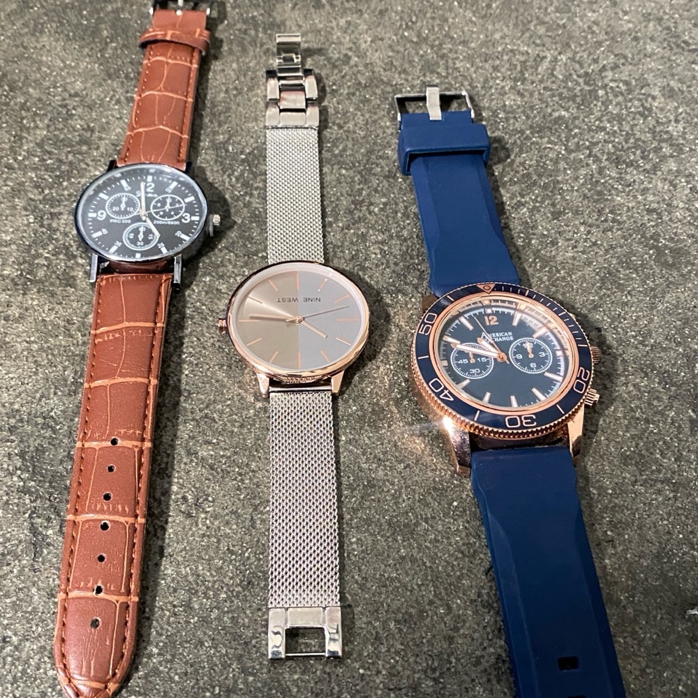 Stylish Watch Trio - Brown, Silver, Blue - Picture 2 of 2